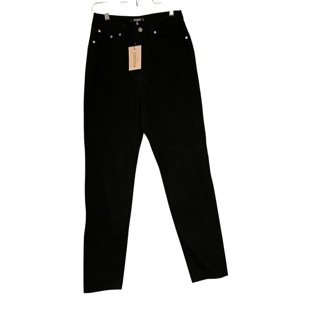 NEW Missguided Women's Riot High Waisted Mom Jeans Size Tall 4 Black - Picture 2 of 11
